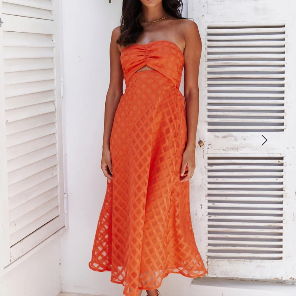 HELLO MOLLY SIPPING WINE MAXI DRESS ORANGE NWT